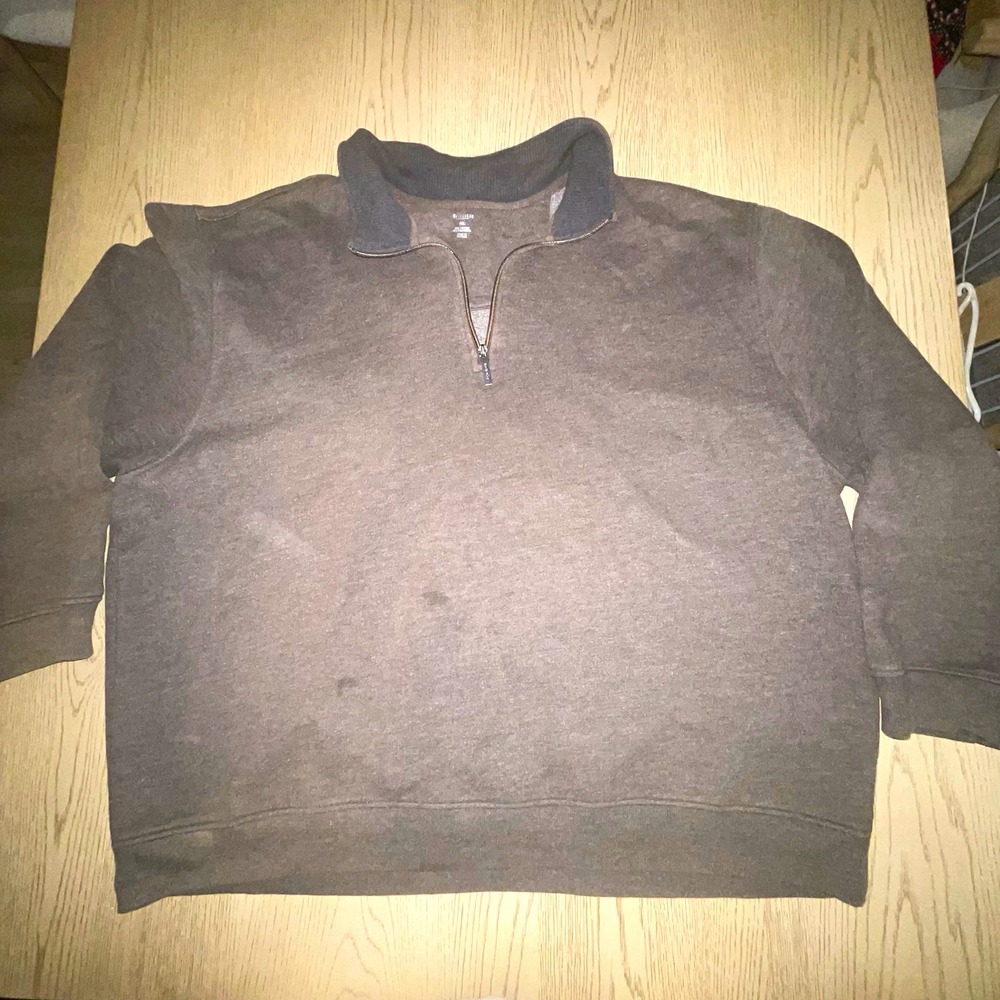 Van Heusen Mens 4XL Big & Tall Gray Fleece 1/4 Zip Mock Neck Sweatshirt